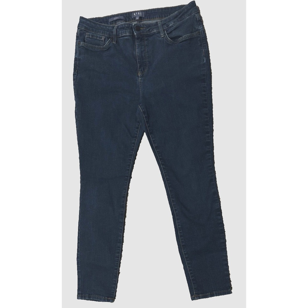 NYDJ Womens Sz 12 Dark Wash Lift Tuck Stretch Denim Mid Rise Skinny Jeans